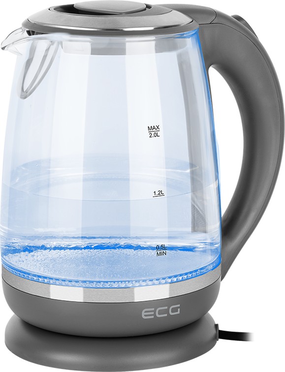 Чайник"ECG"(RK 2020, серый/стекло)